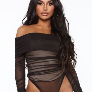 Ruched long sleeve bodysuit